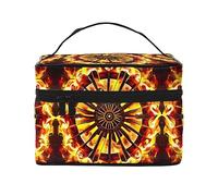 WZYCWB Turning the Flame Grande trousse de maquillage pour femme, trousse de maquillage portable de grande capacité, sac de rangement pour filles, noir, taille unique, noir, taille unique, Noir