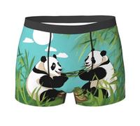 WZYCWB Two Cute Big Panda Boxer pour homme (S-XXL) - Tissu élastique léger, respirant, absorbant la transpiration, extensible, noir, Large