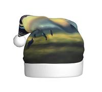 WZYCWB UFO Landing Chapeaux de Père Noël imprimés - Idéal pour le réveillon de Noël, le Nouvel An et les fêtes de fin d'année - Décorations festives