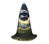 WZYCWB UFO Landing Petite cape à capuche imprimée, costume de fête de vacances, accessoire de fête de carnaval, tailles S/M/L