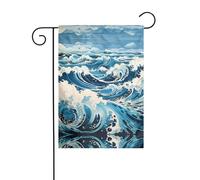 WZYCWB Ukiyo-e Style Waves Drapeaux décoratifs de jardin imprimés, imperméables pour l'extérieur, petits drapeaux, décoration d'ambiance festive