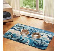 WZYCWB Ukiyo-e Style Waves Sets de table absorbants antidérapants pour chiens et chats Motif vagues 30 x 45 cm