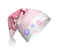 WZYCWB Un bonnet de Père Noël rose à motifs | Chapeau de vacances lumineux en peluche pour Noël, Nouvel An et événements de fête