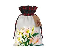 WZYCWB Un bouquet de lys au soleil - Sacs cadeaux de Noël pour décorations de fête de Noël, 21 x 30 cm, sacs cadeaux en toile de jute avec cordon de serrage