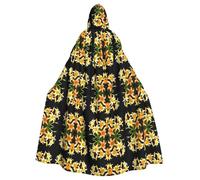 WZYCWB Un bouquet de lys jaunes imprimé cape à capuche adaptée pour bal masqué, fête d'Halloween, accessoires de cosplay