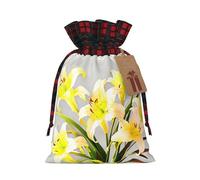 WZYCWB Un bouquet de lys sacs cadeaux de Noël pour décorations de fête de Noël, 21 x 30 cm, sacs cadeaux en toile de jute avec cordon de serrage