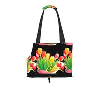 WZYCWB Un bouquet de tulipes sac de voyage léger pour chats et sac à bandoulière respirant pour petit chien pour un transport facile