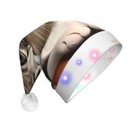 WZYCWB Un chat curieux adulte chapeau de Noël Nouvel An avec lumières LED, chapeau de Noël unisexe en peluche, cadeau de fête de Noël Nouvel An