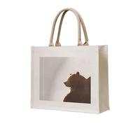 WZYCWB Un grand sac fourre-tout en toile tridimensionnelle imprimé ours marron adapté pour les voyages, le travail, le fitness, le camping et la plage