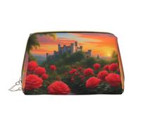 WZYCWB Une belle trousse de maquillage en cuir avec poches, trousse de maquillage de voyage portable, sac de rangement cosmétique de grande capacité