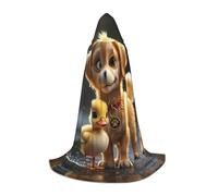 WZYCWB Une petite cape à capuche imprimée caneton jaune, taille M, costume de fête, carnaval, accessoire de fête, tailles S/M/L