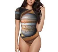 WZYCWB Vêtements de yoga, course à pied, fitness - T-shirt à col rond à manches courtes imprimé paysage Jupiter, Noir/blanc, L