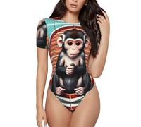 WZYCWB Vêtements de yoga, course à pied, fitness - T-shirt à col rond imprimé The Silent Monkey à manches courtes, Noir/blanc, M