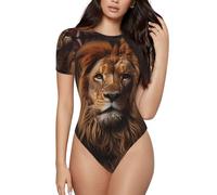 WZYCWB Vêtements de yoga, course à pied, fitness - The Lion's Gaze XL T-shirt à col rond imprimé à manches courtes