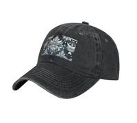 WZYCWB Vintage Deco Crystal Shapes Black Printed Baseball Cap, Sports and Casual Baseball Cap, Sun Visor, Noir , Taille unique