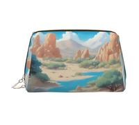 WZYCWB Walking Camel Sac à cosmétiques en cuir imprimé - Sac de rangement élégant et portable pour cosmétiques, Oasis dans le désert, Taille unique