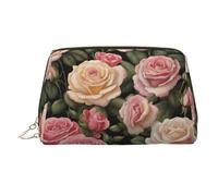 WZYCWB Walking Camel Sac à cosmétiques en cuir imprimé - Sac de rangement élégant et portable pour cosmétiques, Beaucoup de belles roses, Taille unique