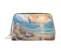 WZYCWB Walking Camel Sac à cosmétiques en cuir imprimé - Sac de rangement élégant et portable pour cosmétiques, De nombreuses mouettes mignonnes, Taille unique