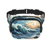 WZYCWB Wave Sac banane de sport motif voilier mouette, sac à bandoulière tendance et tendance, petit sac de voyage léger