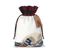 WZYCWB Wave Sacs cadeaux de Noël pour décorations de fête de Noël, 21 x 30 cm, sacs cadeaux en toile de jute avec cordon de serrage