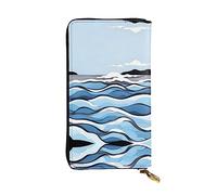 WZYCWB Waves lapping at the rocks Portefeuille en cuir avec compartiment à fermeture éclair grande capacité, bon cadeau pour les amis, 19,1 x 10,4 cm de long, noir, taille unique, Noir , Taille unique