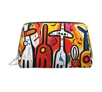 WZYCWB Weird Graffiti Sac à cosmétiques en cuir imprimé - Sac de rangement cosmétique élégant et portable, Graffiti étrange, Taille unique