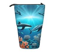 WZYCWB Whales Under The Sea Boîte de rangement rétractable pour stylos, pinceaux de maquillage ou sacs à cordon de serrage.