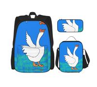 WZYCWB White Goose Sac d'école avec trousse et sac à déjeuner pour tous les jours