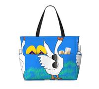 WZYCWB White Goose spread its wings Sac de plage Grand sac de voyage Gym Piscine Sac de rangement à fermeture éclair