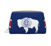 WZYCWB Wyoming State Flag Sac à cosmétiques en cuir imprimé pour femme élégant et doux durable, Drapeau de l'État du Wyoming, Taille unique