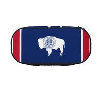 WZYCWB Wyoming State Flag Sac à crayons grande capacité - Boîte de rangement multifonctionnelle, portable et durable pour fournitures de bureau et scolaires, Noir , Taille unique, Trousse de beauté