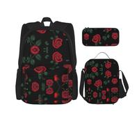 WZYCWB Yashen Ensemble sac à dos Rose 3 pièces - Sac d'écolier + trousse + sac à déjeuner grande capacité