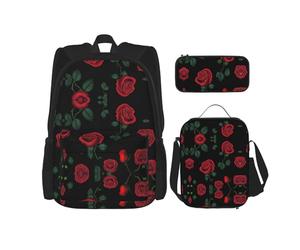 WZYCWB Yashen Ensemble sac à dos Rose 3 pièces - Sac d'écolier + trousse + sac à déjeuner grande capacité