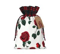 WZYCWB Yashen Sacs cadeaux de Noël en toile de jute avec cordon de serrage Motif rose 21 x 30 cm