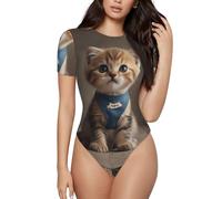 WZYCWB Yoga Running Fitness Sportswear | Chaton portant un bavoir imprimé petit t-shirt à manches courtes - Col rond (S-XXL)