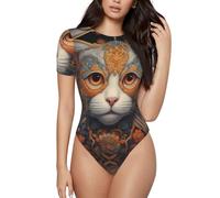 WZYCWB Yoga Running Fitness Sportswear | T-shirt à manches courtes imprimé œil de chat gros plan pour femme - Col rond (S-XXL)