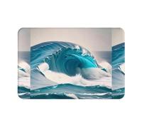 WZYGXMW Paillasson de bienvenue avec motif vagues de mer bleues de dessin animé 40,6 x 61 cm, cuisine, porche, chaussures de boue, pied de pied d'intérieur et d'extérieur, sol décoratif