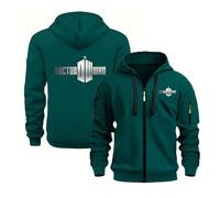 WZYRZ Sweat à capuche avec logo Doctor Who pour homme, veste zippée, pull décontracté à manches longues, avec poches, collection automne 2025,I-x_l