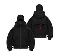 WZYRZ Sweat à Capuche Double épaisseur pour Homme, modèle Witcher, avec Fermeture éclair, Doublure Polaire, Demi-Zip, résistant, idéal pour l'hiver,B-m