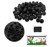 WZYTEU 100 pcs Bio Balle, 26mm Balle Biologique pour Fish Tank Pond Aquarium Fontaine Cascade Filtration et Nettoyage(Noir,Donner 2 Filtre Media Sac)