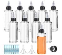 WZYTEU 10PCS Bouteille Sauce 100ml, Bouteille à Condiments, Transparente Flacon Plastique, avec 2 Entonnoirs, étiquettes pour Liquides Sauce Huile Vnaigrette