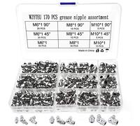 WZYTEU 170 Pcs Graisseur, M6 M8 M10 Assortiment Graisseur en Fer Nickelé Droit et Coudé 45°/90° pour Équipement Mécanique