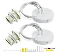 WZYTEU 2 Pcs Cable Suspension, E27 Kit Suspension Luminaire avec 1m Cable pour Bar, Café, Magasin de Vêtements, Maison, Hôtel, Tournevis Gratuit(Blanc)