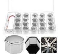 WZYTEU 20 Pièces Cache Ecrou, 19 mm Cache Boulon, Capuchons D'éCrou pour Voitures, avec Cache Ecrou Outil Demontage et Boîte de Rangement(Plastique, Argent)