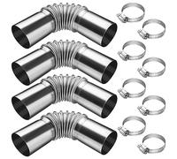 WZYTEU 4 Pcs Tuyau Echappement, Inoxydable Tuyau D'éChappement pour Chauffages de Moteurs Diesel, Chauffage de Bateau, avec 8 Collier de Serrage(13 cm)
