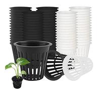 WZYTEU 60 Pcs Panier Hydroponique, Réutilisable Panier Hydroponie pour Culture Hydroponique Aéroponique Plantation de Fleurs Jardinage (Noir & Blanc)