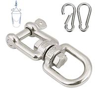 WZYTEU Anneau Pivotant, M8 Crochet Balancoire en Acier Inoxydable 304 + 2 M8 Mousqueton Balancoire pour Chaise Hamac Balançoire Suspendue Sac de Sable Corde D'escalade Capacité de Charge Jusqu'à 300Kg