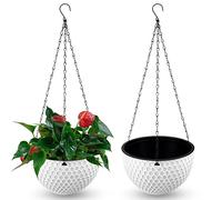 WZYTEU Huapen01 Lot de 2 paniers de rangement suspendus en plastique avec trou de drainage et chaînes antirouille pour intérieur ou extérieur 21 cm