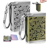 WZYTEU Lot de 2 cendriers de poche avec couvercle pour emporter en voiture, camping, festival avec petite boîte et sac en papier (doré/argent)