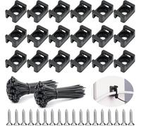 WZYTEU pièce de support de câble 15 x 10 x 7 mm en nylon, avec 200 serre-câbles et 200 vis, support de serre-câbles pour la maison et le bureau